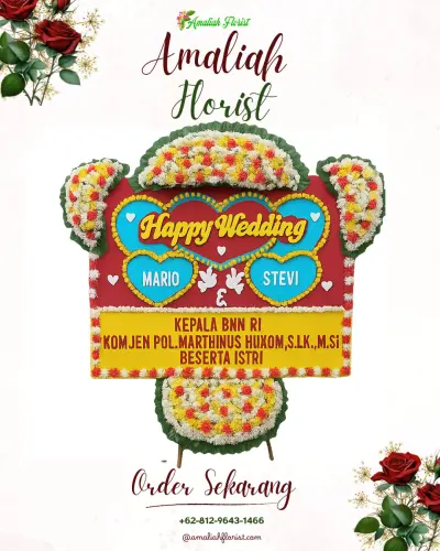 Karangan Papan Bunga Pernikahan di Kenali Asam Atas